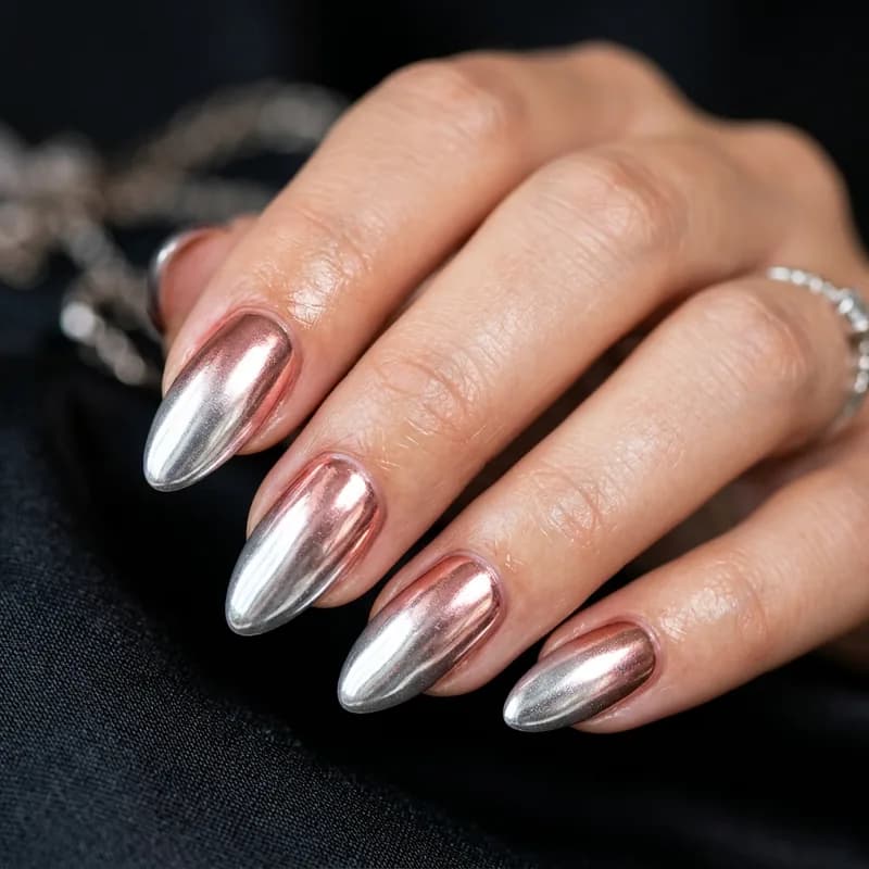 Chrome and ombré nail art design
